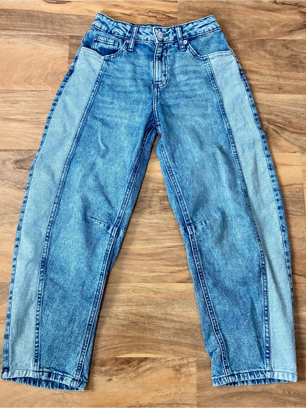 Epic Threads Barrel Leg Jeans Girls Size 10 Adjustable Waist Denim Blue Shades